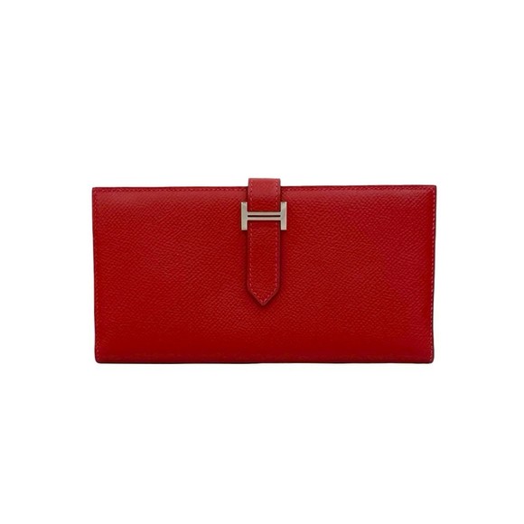 HERMES Red Leather Wallet - Picture 1 of 10
